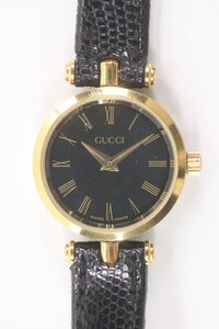 GUCCI グッチ シェリーライン クォーツ 2針 レディース 腕時計 ローマン ゴールドカラー 黒文字盤 2121-HA