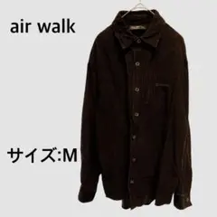 【air walk 】コーデュロイ長袖シャツ Mサイズ ブラウン ストライプ