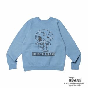 【新品 青XL PEANUTS SWEATSHIRT #1】 human made snoopyスヌーピー スウェット nigo kaws mayo spruceスプルース 月面着陸 アストロノーツ