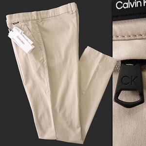 新品 1.8万 カルバンクライン ピーチ サテン ストレッチ チノパンツ 31(M) アイボリー 【P28927】 Calvin Klein 秋冬 オーガニックコットン