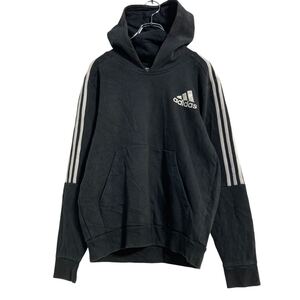 adidas ロゴスウェット パーカー L ブラック ホワイト アディダス プルオーバー スポーツ 古着卸 アメリカ仕入 a611-5099