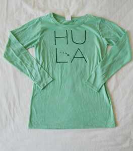 HULA フラ 長袖Tシャツ ロンT 黄緑 ミントグリーン ハワイ Hawaii hulalehua M