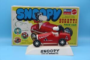 70s MATTEL Monogram Snoopy and His BUGATTI Race car/スヌーピー レースカー/箱付き/ヴィンテージ/ピーナッツ/170908950