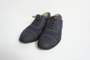 正規 BOTTEGA VENETA ボッテガ ヴェネタ denim oxford dress デニム オックスフォード ドレス ストレート チップ シューズ 青 本物 1030O