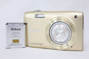 【返品保証】 ニコン Nikon Coolpix S3300 ゴールド 6x Wide バッテリー付き コンパクトデジタルカメラ v8366