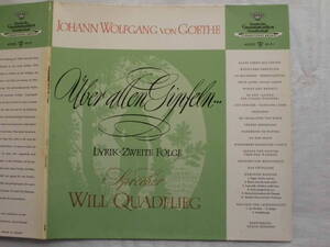 良盤屋 C-3117◆LP◆ Johann Wolfgang von Goethe, Will Quadflieg ヨハンヴォルフガングフォンゲーテ、Will Quadflieg　ドイツ盤　送料480