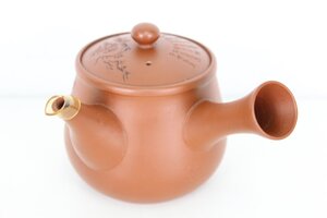 【ト福】勢山堂 泰月 急須 朱泥 細字山水彫 煎茶道具 茶器 きゅうす 伝統工芸品 和風 和テイスト アンティーク レトロ LBZ01LLS68