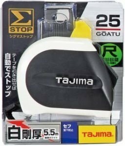 タジマ セフΣストップ25 5.5m 25mm幅 尺相当目盛付 SFSS2555S 尺相当 目盛 爪飛び防止用 プロテクター付 曲がりに強い焼き爪仕様