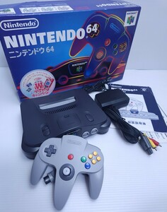 動作品 / 美品 N64 任天堂 ニンテンドー64 NINTENDO64 コントローラーACアダプター セット箱付 レトロゲーム/ゲームソフト 希少品(~M-63)