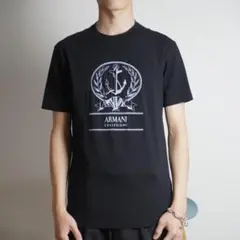 ARMANI COLLEZIONI プリント Tシャツ ブラック /PW45