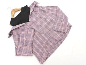 ネコポスOK CECIL McBEE セシルマクビー フェイクレイヤード チェック ブラウス シャツ sizeM/黒ｘ紫 ◇■ ☆ elc0 レディース