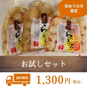 《ピリ辛らっきょう》お試しセット 3袋 国内送料無料 国産 漬物 らっきょう 宮崎県産 宮崎 グルメ 加工食品 物産品 都城 ピリ辛 国産漬物