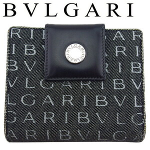 ブルガリ 二つ折り 財布 Ｗホック レディース ロゴマニア BVLGARI 中古