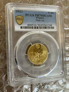 世界で2枚【PCGS70鑑定】Dior公式 ディオール 1/4オンス金貨 50ユーロ プルーフゴールドコイン フランス造幣局 ミスディオール 香水ボトル