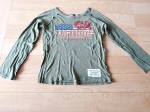 即決●送料無料 ■CALiFORNiA SHORE【★長袖 Tシャツ 】レディース S/ キッズ150-160cm ■カーキ ■スパンコール