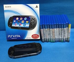 PSVITA 本体(PCH-1100) ソフト13本(風来のシレン アーシャのアトリエ ブルーリフレクション) メモリーカード 充電ケーブルセット 有機EL