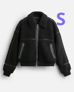 ZARA　コントラストフェイクシープスキンジャケット S　今期　正規品　完売品