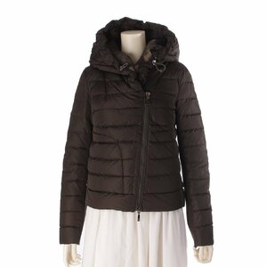 【モンクレール】Moncler　14年 LANGLE ラビットファー フード ダウンジャケット ブラウン 1 【中古】【正規品保証】203534