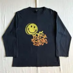 00s　LOVEEARTH　スマイル　ニコちゃん　両面プリント　L/S Tシャツ