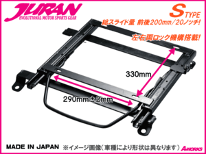 JURAN シートレール Sタイプ 底止290ｘ330mm /スカイライン GT-R(GTR) BNR34 【助手席側 N104】