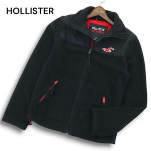 HOLLISTER ホリスター 秋冬 フリース★ 切替 ブルゾン ジャケット Sz.S　メンズ 黒　A4T13767_C#H