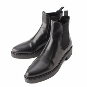 【プラダ】Prada　ブラッシュドレザー サイドゴア チェルシーブーツ 1T676M ブラック 36.5 【中古】【正規品保証】202078