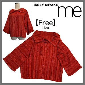 希少 me ISSEYMIYAKE ミーイッセイミヤケ シャツ ブラウス 透け感 襟 おしゃれ かわいい オーバーシルエット ゆったり オレンジ系