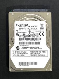  ★ 750GB ★　TOSHIBA　/　 MK7575GSX　良品　2.5インチ内蔵HDD　厚さ9.5mm　SATA　東芝　[管理■1A7T]