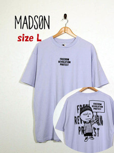 新品★最大値下げ　MADSON　マッドソン 半袖Tシャツ　オーバーサイズ　前後プリント　ラベンダー　サイズL