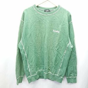 ◇ XLARGE エクストララージ ブランドロゴ シンプル ステッチ 長袖 トレ－ナ－ サイズL グリーン メンズ E