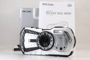 動作品 リコー RICOH WG-40W 白 ホワイト コンパクトデジタルカメラ 箱 取説 充電ケーブル付 管MM1409