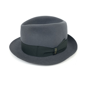 良好◆Borsalino ボルサリーノ ラビットハット 57◆ グレー ウール100％ 兎毛 中折れ レディース イタリア製 帽子 hat 服飾小物