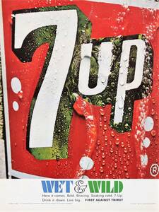 7UP セブンアップ WET&WILD 広告 1960年代 欧米 雑誌広告 ビンテージ ポスター風 インテリア LIFE アメリカ