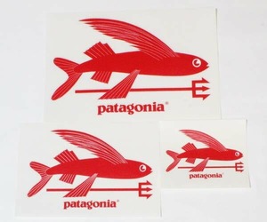 訳有 希少 パタゴニア 転写 ステッカー トライデントフィッシュ 大中小 3枚セット 赤 PATAGONIA TRIDENT FISH SET フライング 飛魚 新品