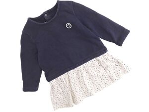 PETIT BATEAU プチバトー フェイクレイヤード ワンピース size74cm/白ｘ紺 ◇■ ☆ eib9 子供服