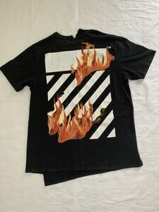 【送料無料】OFF-WHITE　オフホワイト　18SS DIAG FIRE SPLICED Tシャツ　サイズM MADE IN PORTUGAL　定価36720円