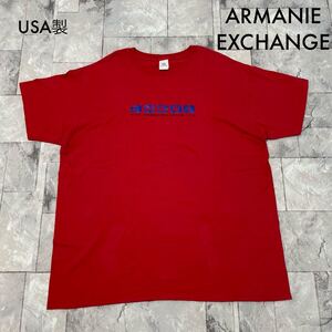 USA製 ARMANIE EXCHANGE アルマーニエクスチェンジ Tシャツ T-shirt TEE 半袖 センターロゴ レッド サイズXL 玉SS1795