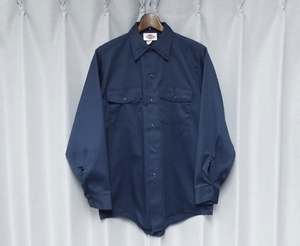 ◆希少90sアメリカ製◆Dickies ディッキーズ ワーク シャツ ネイビー MADE IN USA ヴィンテージ 送料無料 Y2K 00s 80s 古着女子