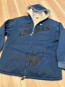 ヴィンテージ　80s 90s adidas アディダス　パーカー　ジャケット　裏ボア　メンズ　サイズM トレフォイル　ロゴ　ATSC デサント製　