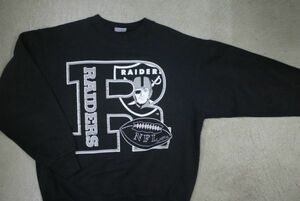 【古着 HANES NFL RAIDERS プリントスウェット黒L】ハンズアメリカンフットボールオークランドレイダーズUSA製 3345