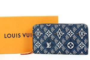 【新品同様・未使用】LOUIS VUITTON ヴィトン SINCE1854 ジャガード 20年製 ジッピーウォレット 長財布 ブルー系【MP69】