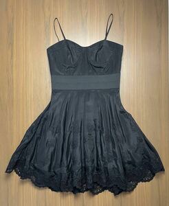 スコットクラブ シルク 綿 キャミソールワンピース ドレス 9号 M 黒 ブラック 