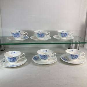 Noritake ノリタケ カップ&ソーサー　born china 6客セット 花柄　青い花　【美品】