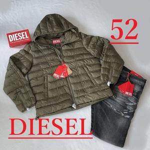 ディーゼル　ダウンジャケット　52　A10597　W-SCOTTYS　0BHAZ 5AF　ミリタリーグリーン　DIESEL　ロゴ　マットな質感　フード付き　4124