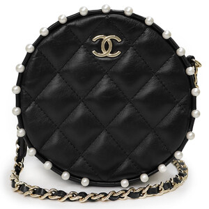 （未使用保管品）シャネル CHANEL マトラッセ クラシック ミニポシェット チェーン ショルダーバッグ レザー 黒 ゴールド金具 AP1050