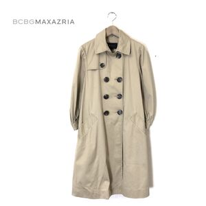 1K2062-T◆BCBGMAXAZRIA ビーシービージーマックスアズリア トレンチコート 無地◆sizeXS ベージレディース トップス コットン