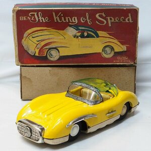 旭玩具【Mercedes Benz The king of Speedイエロー黄 メルセデス ベンツ300SLR】ブリキtin toy car自動車ミニカーASAHI アサヒ【箱付】0317