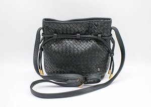 レディース レザー ショルダーバッグ ブラック 編み込み 黒 z24-bag 中古品 z_z