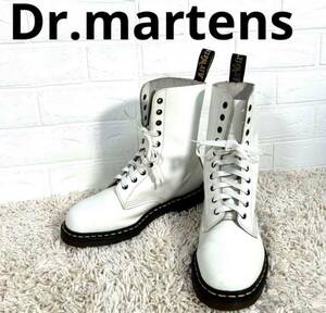 【貴重なホワイト ロング ブーツ】Dr.martens レザー ブーツ White 10ホール シューズ ドクターマーチン バッグ スニーカー 編み上げ 装飾