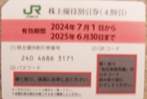 JR東日本株主優待割引券（片道運賃・料金4割引）有効期限2025年6月30日　2枚